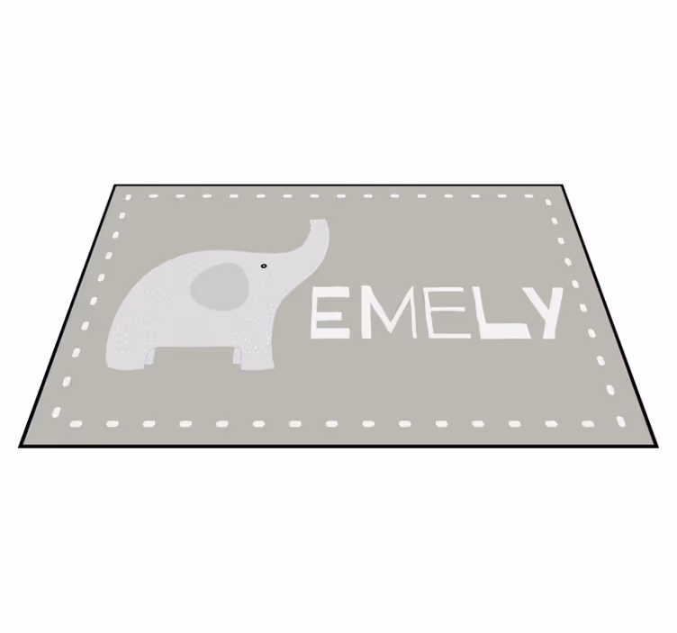 Alfombra vinílica bebé Elefante bebé gris con nombre - TenVinilo
