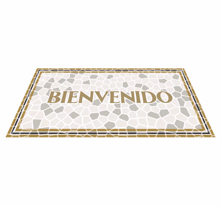 Alfombra vinílica con frase Bienvenido mosaico romano - TenVinilo