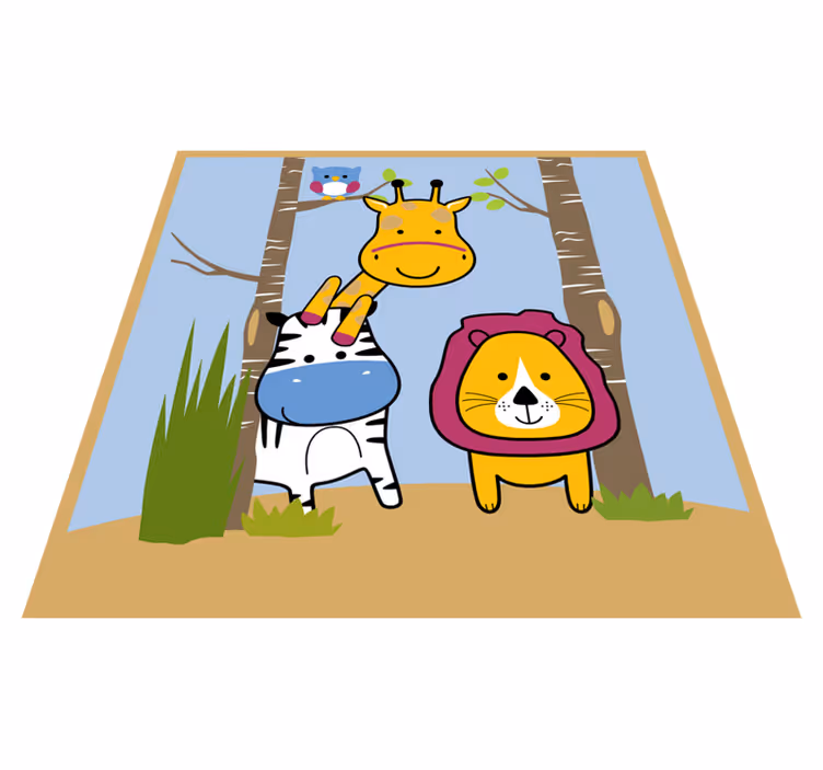 Alfombra vinílica infantil personajes animales - TenVinilo