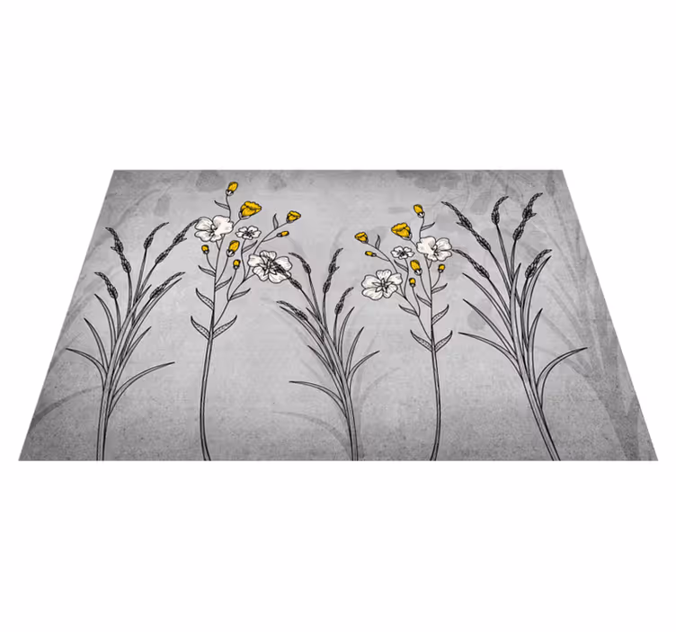 Alfombra vinílica flores detalle de boceto floral - TenVinilo