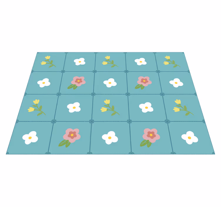 Alfombra vinílica flores patrón de mosaico floral - TenVinilo