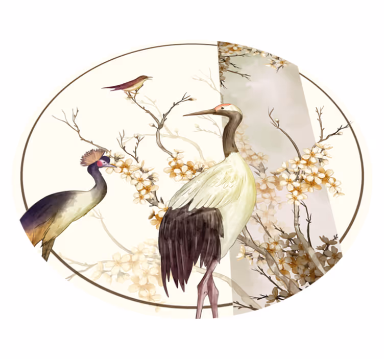 Alfombra vinilo ramitas y pájaros chinoiserie - TenVinilo