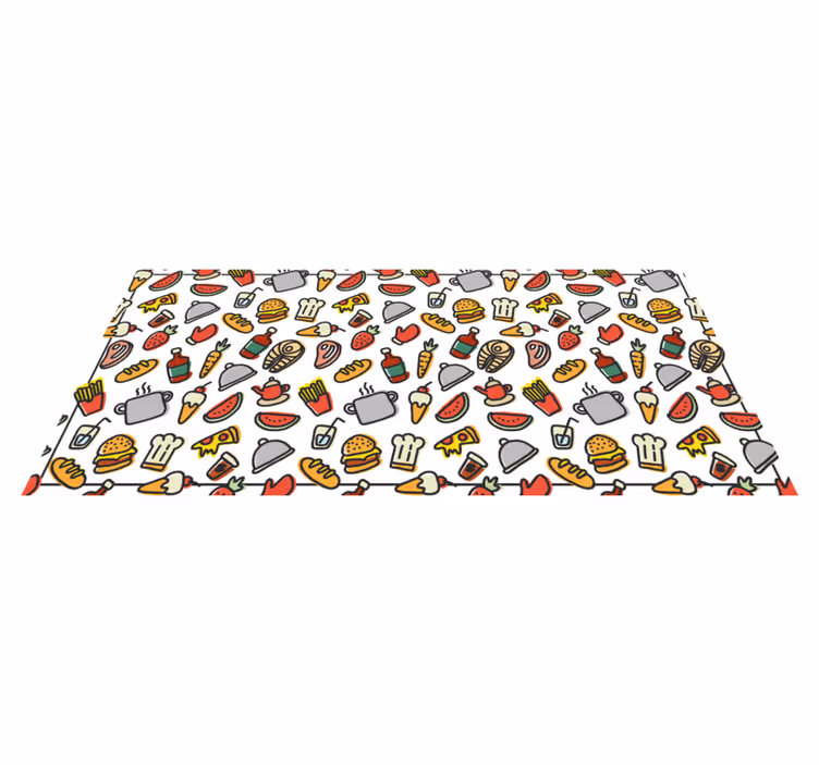 Alfombras de vinilo patrón iconos de comida - TenVinilo