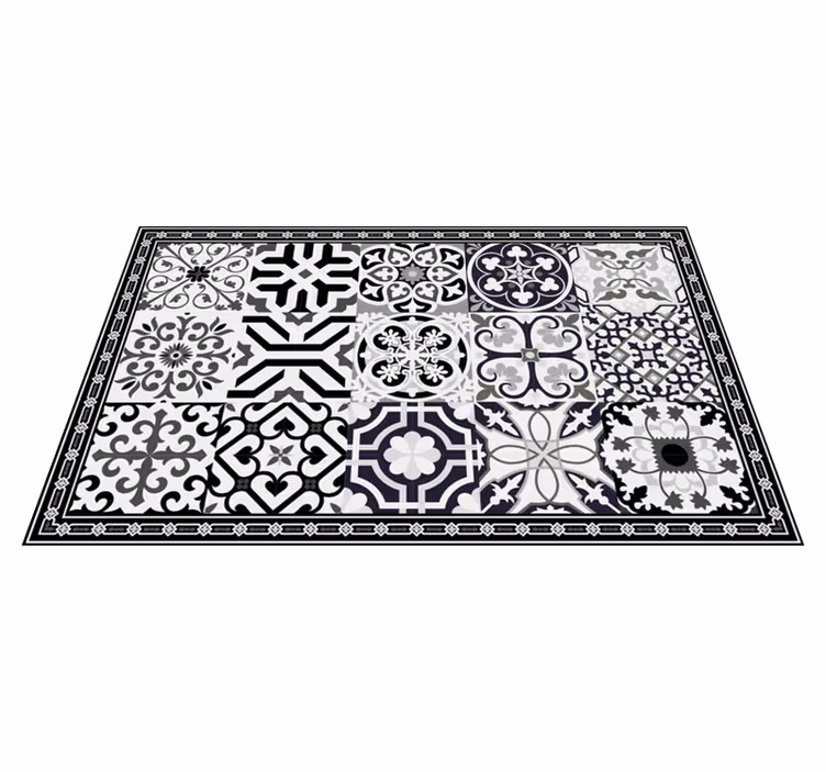 Alfombra vinílica hidráulica adorno floral tonos oscuros - TenVinilo