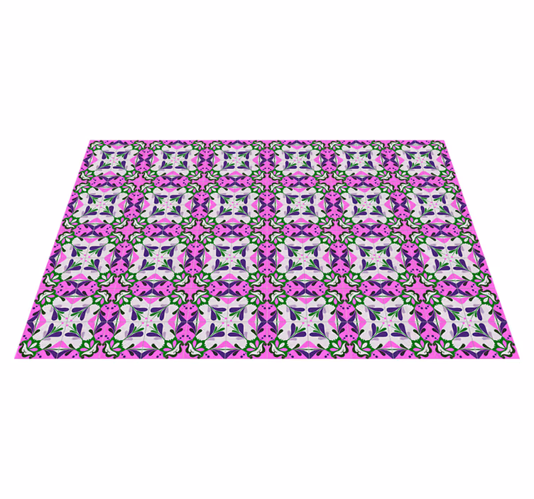 Alfombra vinilo retro azulejo hidráulico rosa - TenVinilo