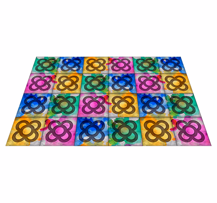 Alfombra vinilo retro azulejo de panot colorido - TenVinilo
