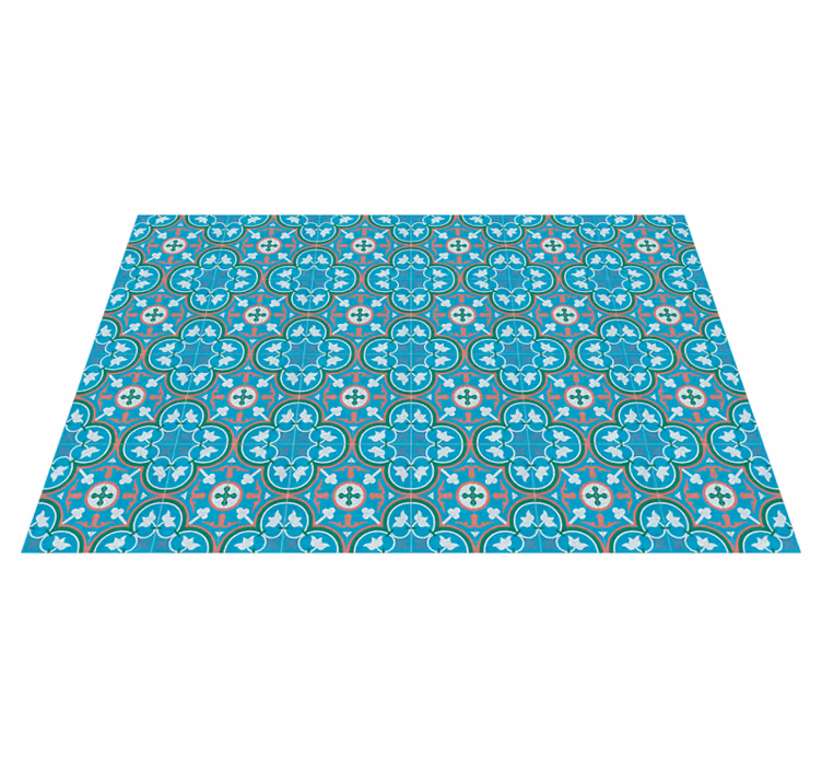 Alfombra vinilo retro azulejo hidráulico azul - TenVinilo