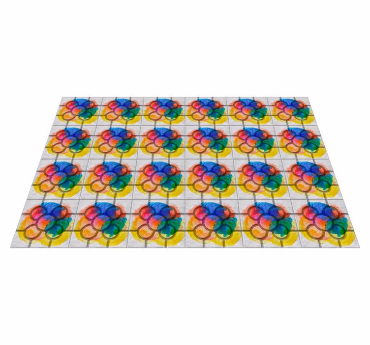 Alfombra vinilo retro baldosas Bilbao coloridas - TenVinilo