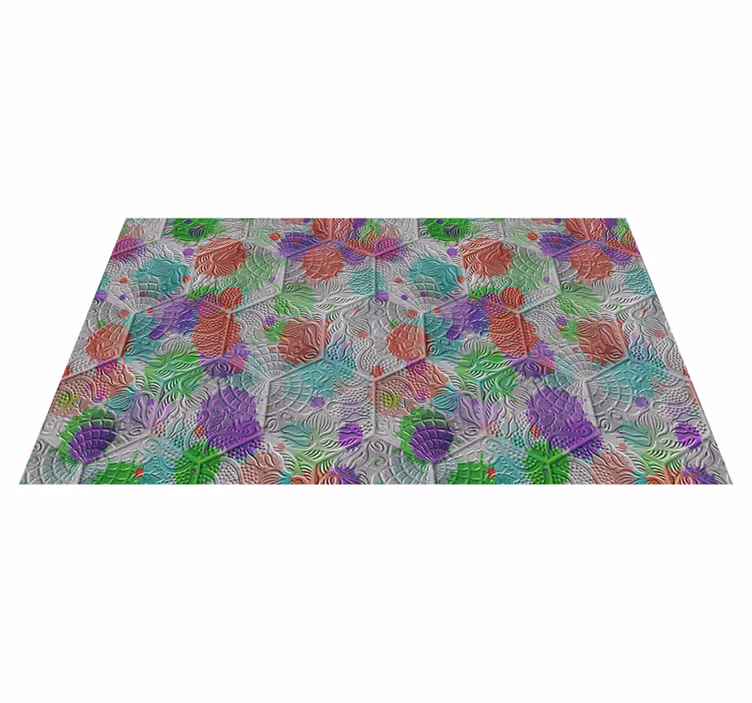 Alfombra vinilo salón baldosas Gaudí coloridas - TenVinilo