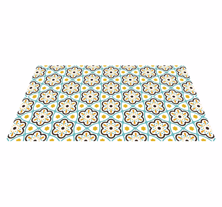 Alfombra vinilo efecto azulejos patrón floral - TenVinilo