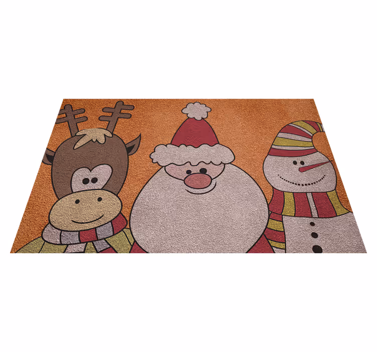 Alfombra vinilo Navidad Santa y muñeco de nieve - TenVinilo