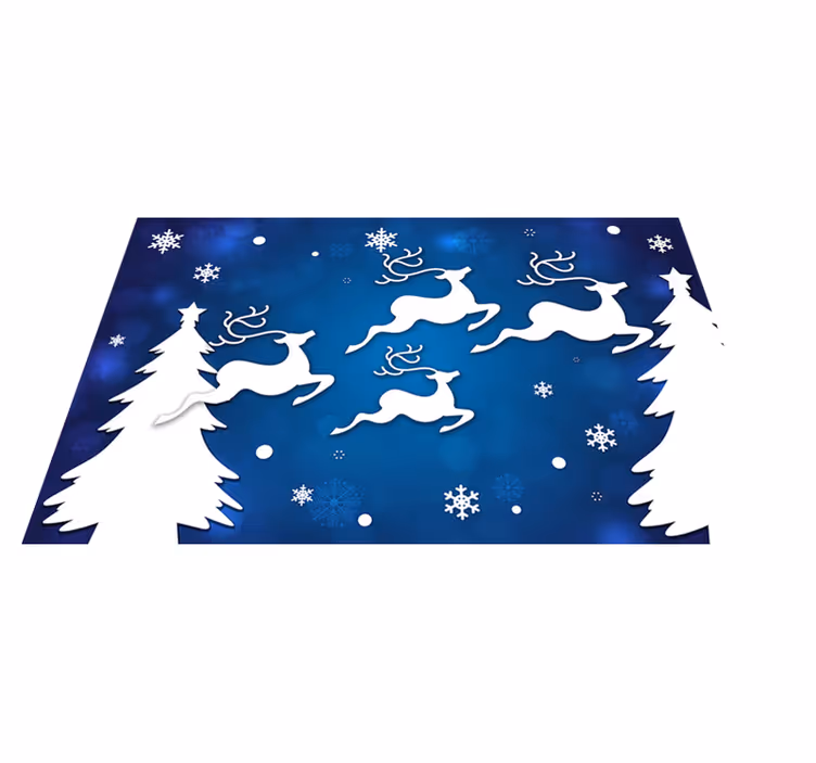 Alfombra vinilo Navidad renos con fondo azul - TenVinilo
