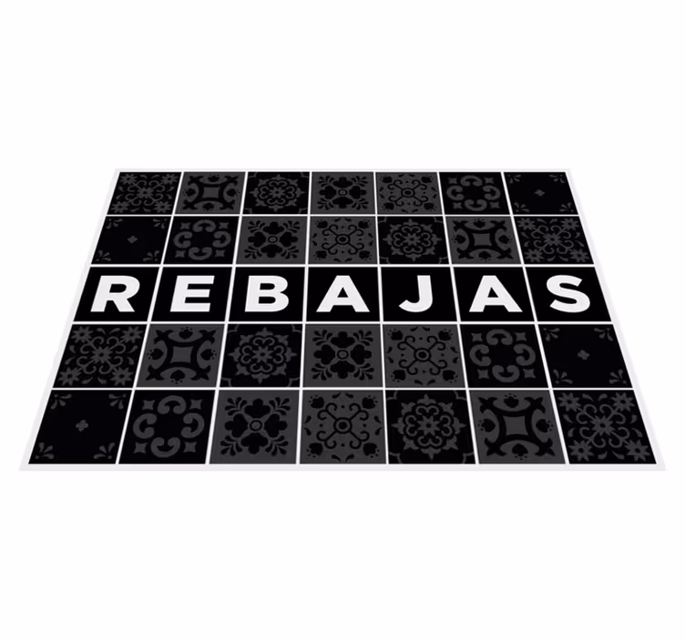 Alfombra vinílica negra patrón azulejos Rebajas - TenVinilo