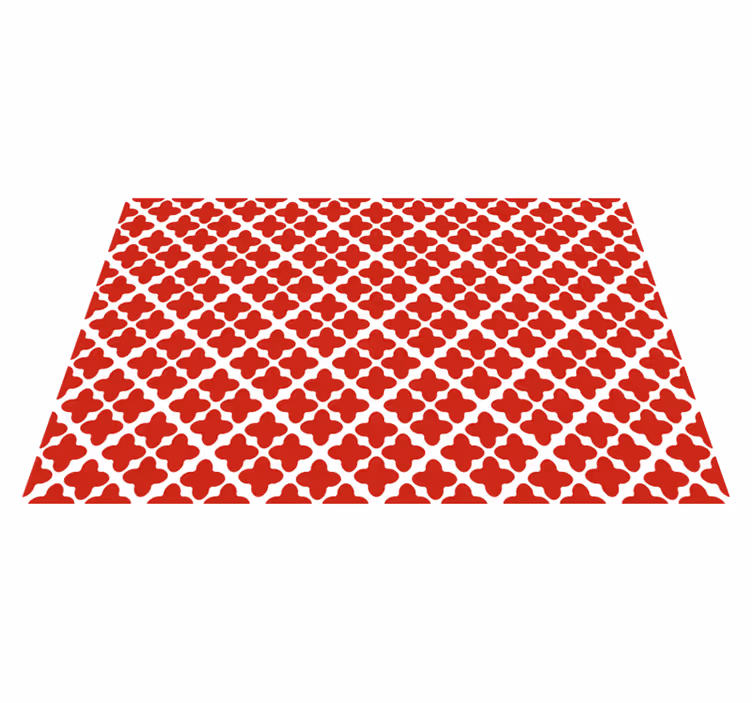 Alfombra vinílica roja patrón geométrico blanco - TenVinilo