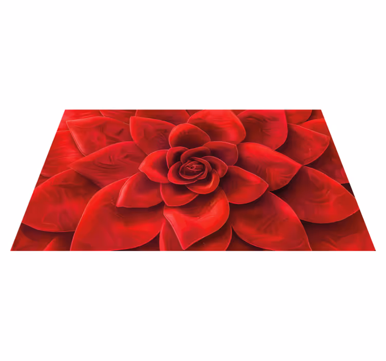 Alfombra vinílica roja diseño de pétalos de flores - TenVinilo