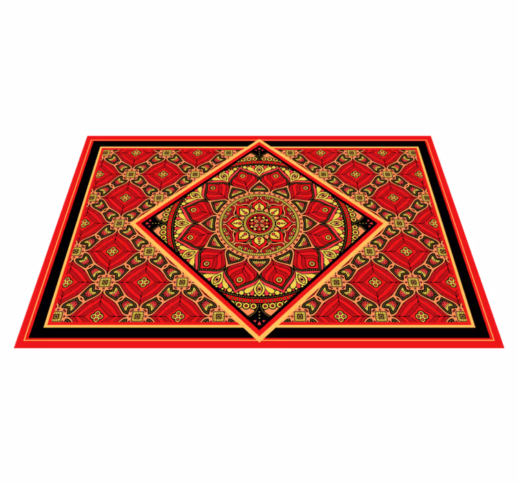 Alfombra vinílica roja diseño clásico ornamental - TenVinilo