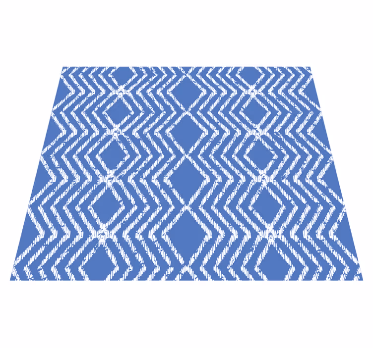 Alfombra vinílica azul patrón en zigzag - TenVinilo