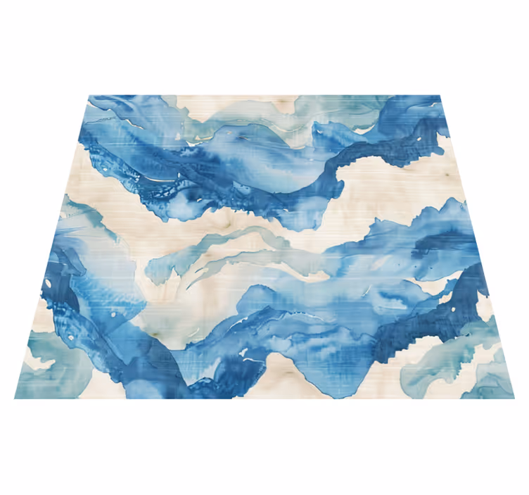 Alfombra vinílica azul olas de mármol - TenVinilo