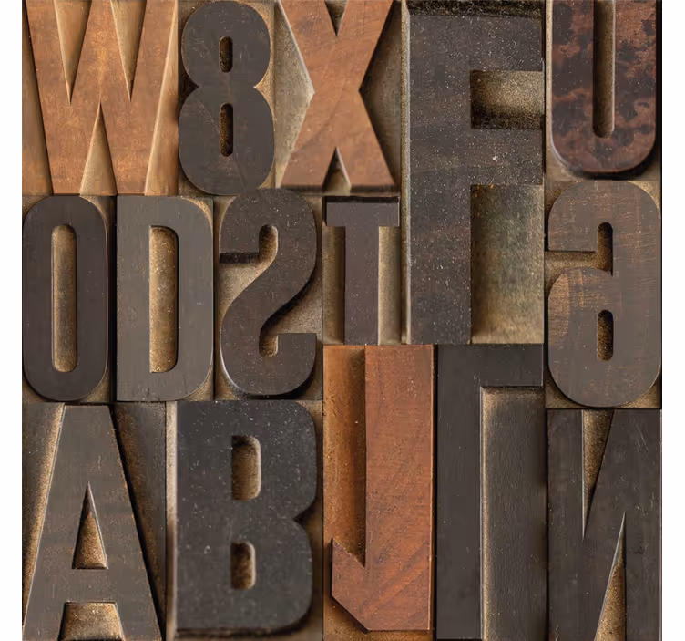 Papel mural letras efecto 3d marrón - TenVinilo