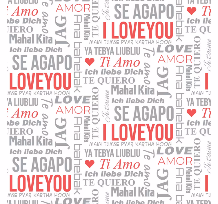Papel mural letras i love you diferentes idiomas - TenVinilo