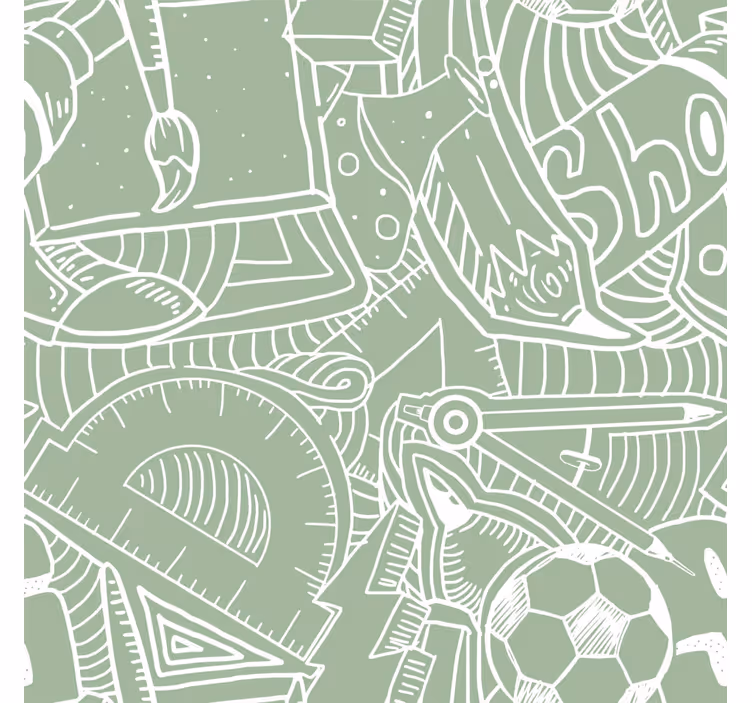 Papel mural juvenil tiza escolar verde - TenVinilo