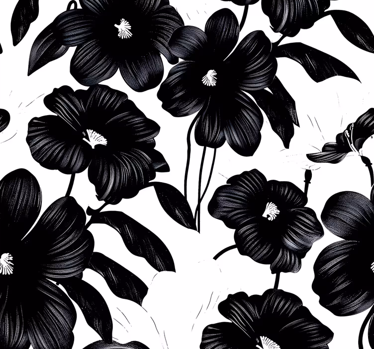Papel pintado flores amapola negra - TenVinilo