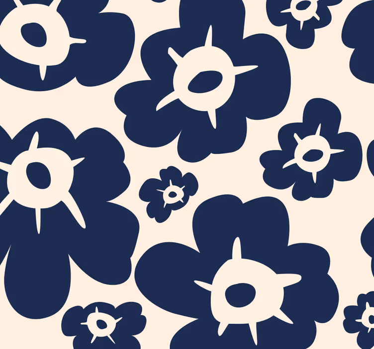 Papel pintado flores amapola azul oscuro - TenVinilo