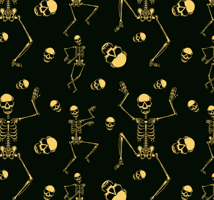 Papel mural Halloween diseño de esqueletos negros - TenVinilo
