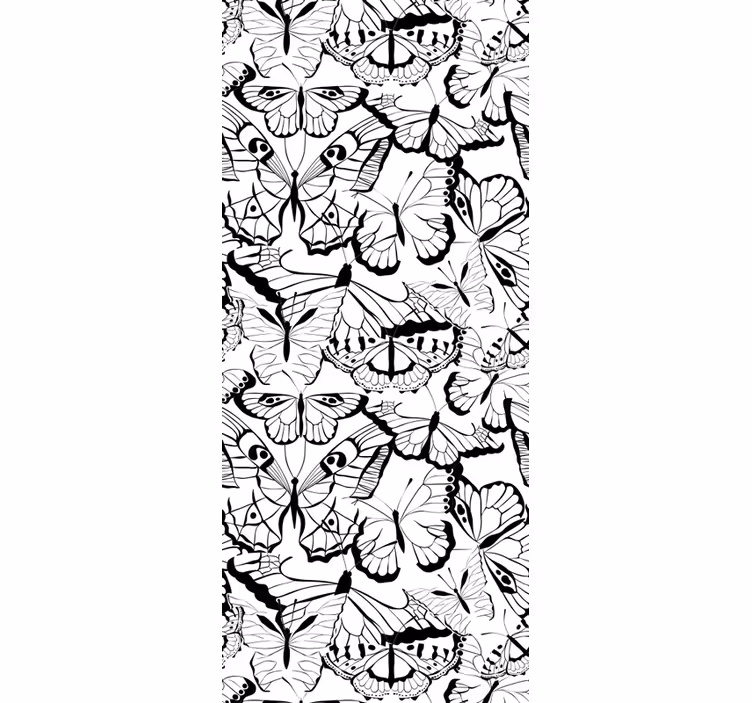 Papel mural mariposas elegante motivo en blanco y negro - TenVinilo