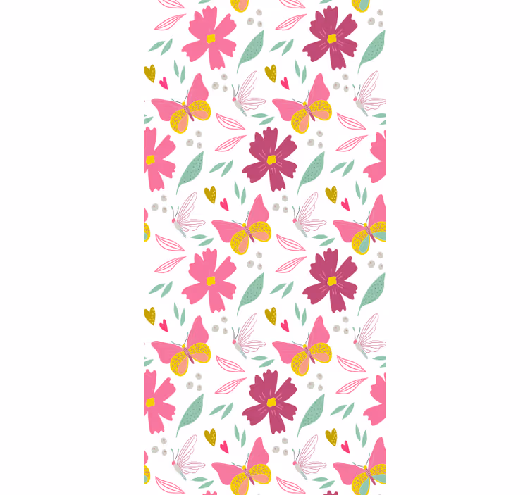 Papel mural mariposas patrón floral colorido - TenVinilo