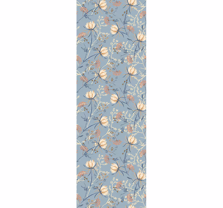 Papel pintado flores escena de naturaleza azul - TenVinilo
