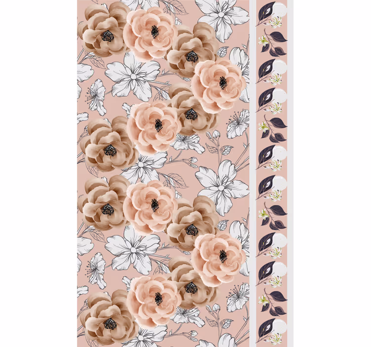 Papel pintado flores elegante arreglo beige - TenVinilo
