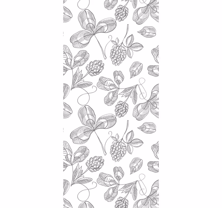 Papel mural hojas patrón de diseño gris y blanco - TenVinilo