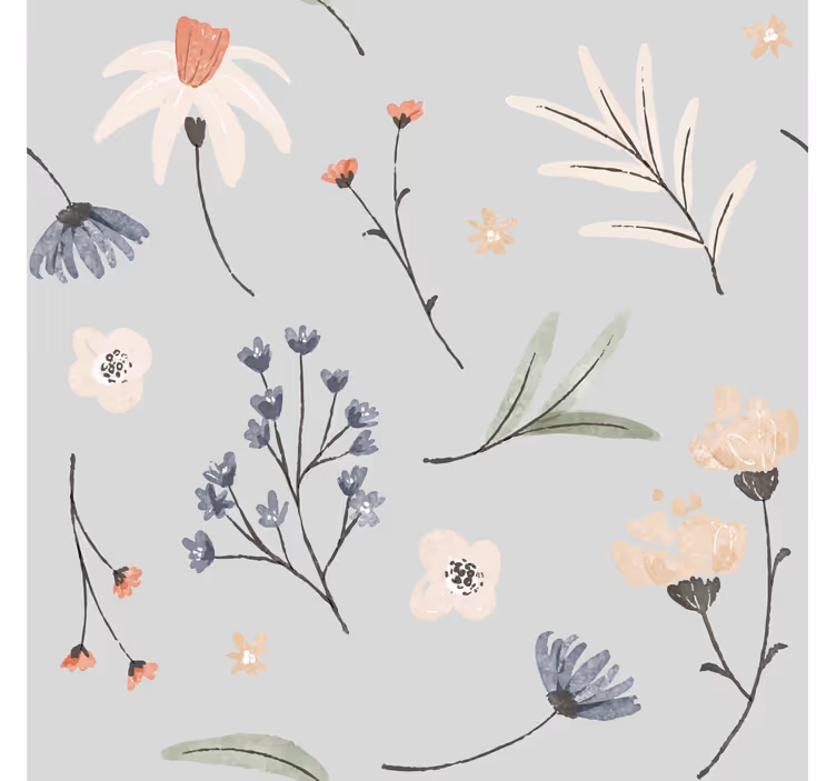 Papel pintado flores delicado diseño de primavera - TenVinilo