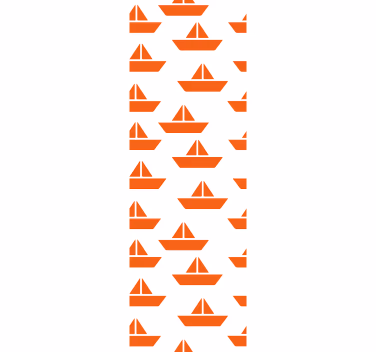Papel mural infantil motivo de velero naranja - TenVinilo