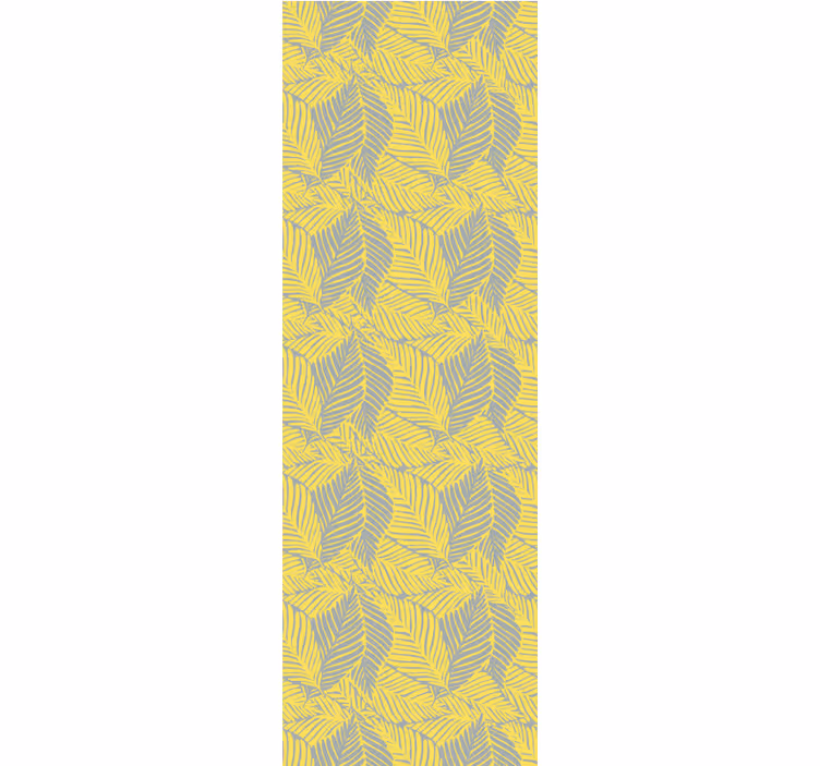 Papel mural hojas motivo gris y amarillo vivo - TenVinilo