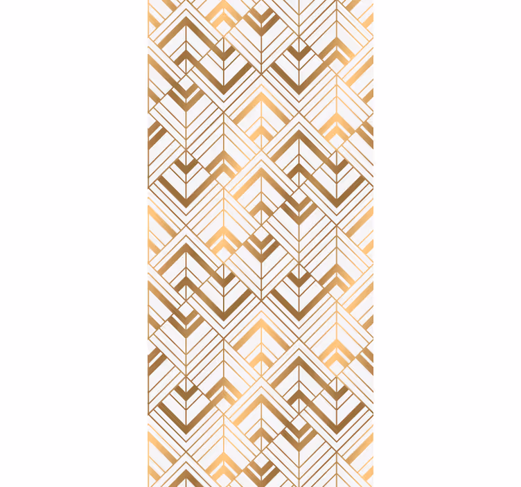 Papel mural geométrico elegante motivo blanco y dorado - TenVinilo