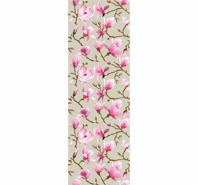 Papel pintado flores ramas de flores rosas - TenVinilo