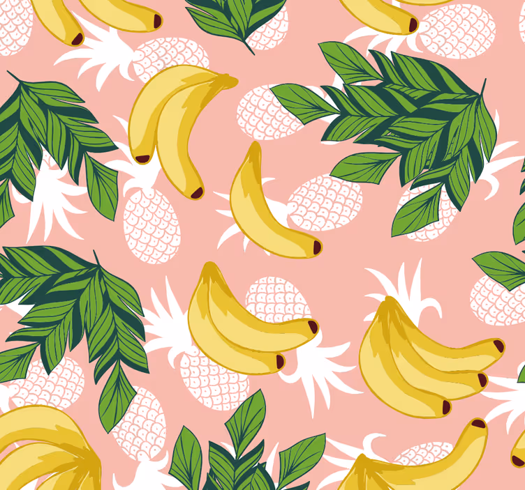 Papel mural cocina follaje de frutas tropicales - TenVinilo