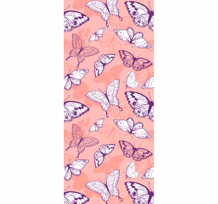 Papel mural mariposas motivo rosa volador - TenVinilo