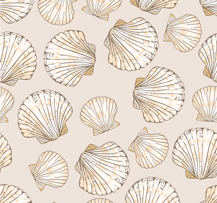 Papel mural animales conchas beige en movimiento - TenVinilo