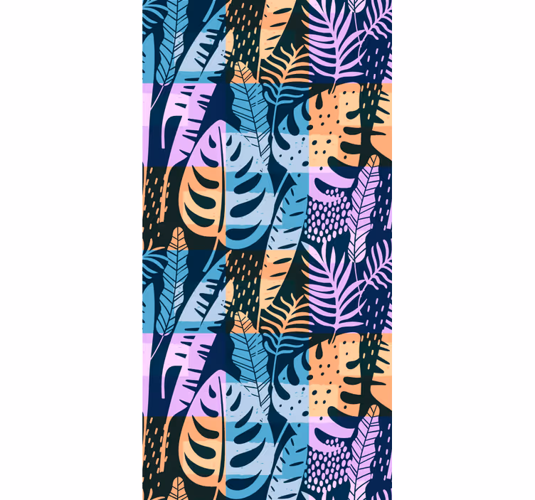Papel mural hojas arte de colores tropicales - TenVinilo
