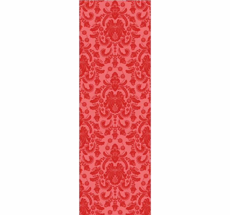 Papel mural clásico damasco floral rojo - TenVinilo