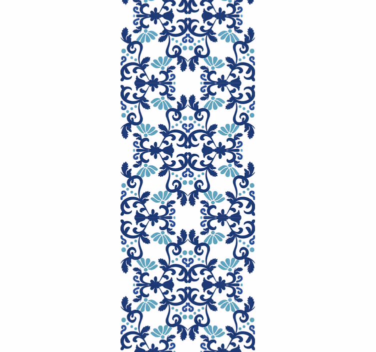 Papel mural azulejos mosaico azul adornado - TenVinilo