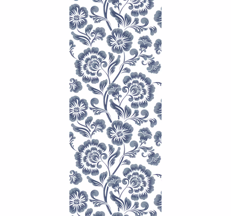 Papel mural floral estampado elegante azul marino - TenVinilo
