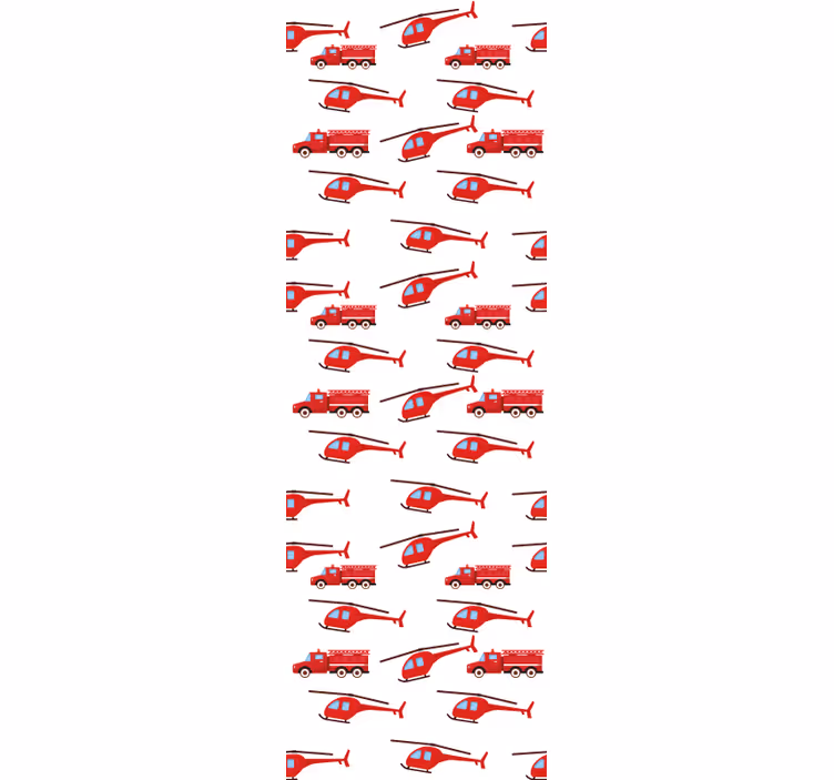 Papel mural infantil diversión con helicópteros rojos - TenVinilo
