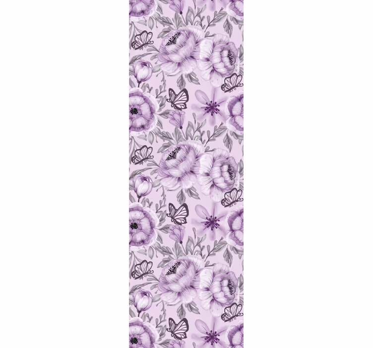 Papel pintado flores arreglo de mariposas florales - TenVinilo