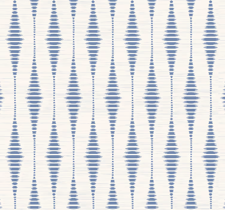 Papel mural geométrico rabaul ikat azul y beige - TenVinilo