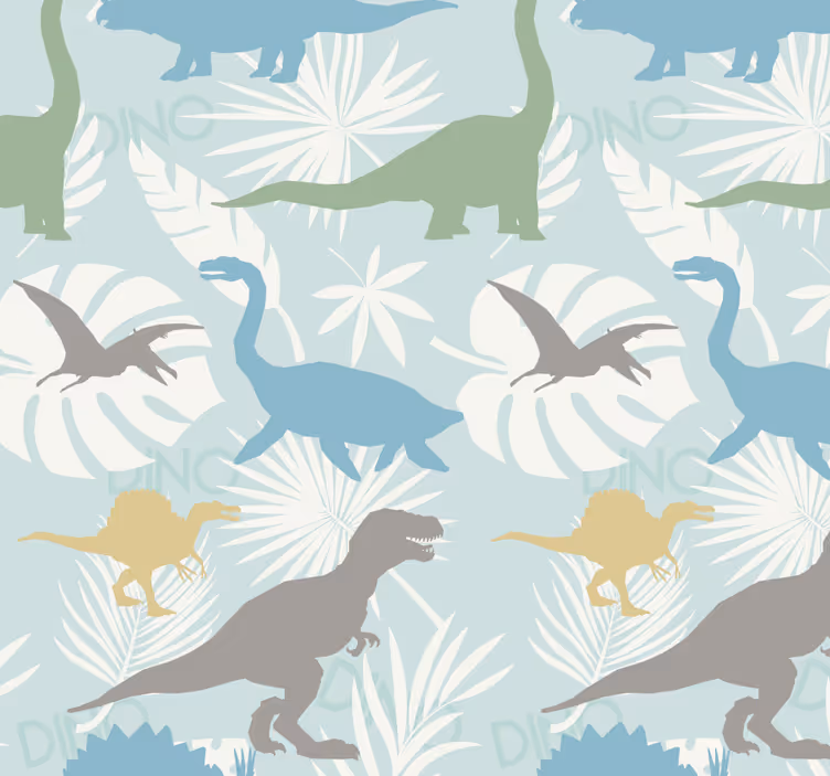 Papel mural dinosaurios patrón de colores pastel - TenVinilo