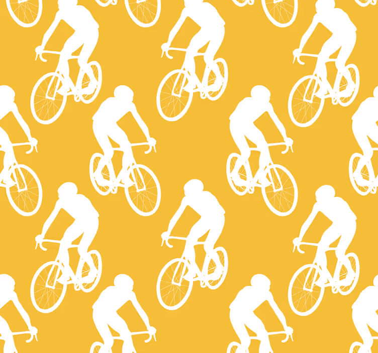 Papel mural amarillo ciclistas - TenVinilo